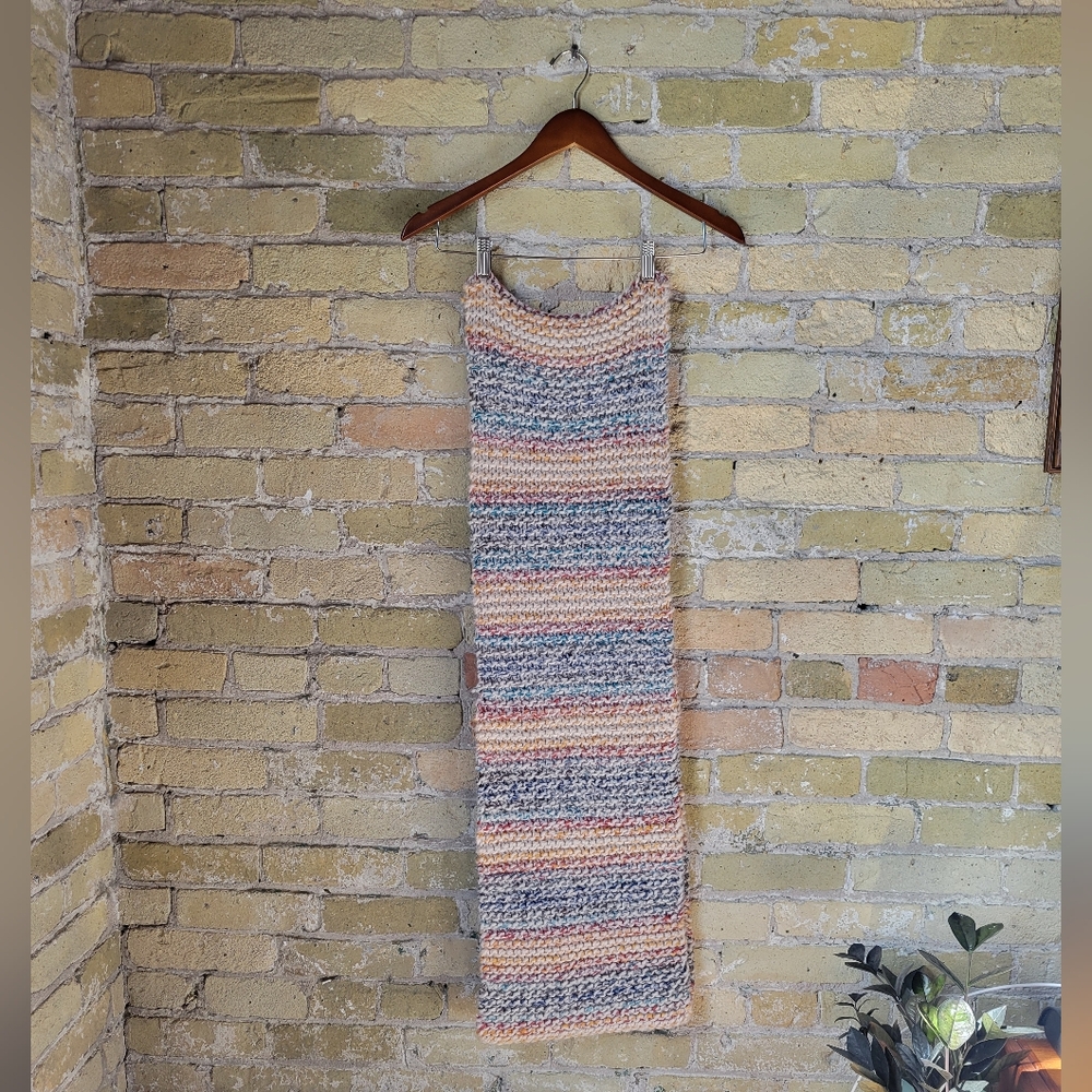 Handmade Acrylic Yarn Multicolor Rainbow Cream Chunky Scarf